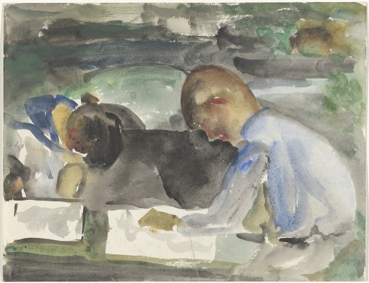 Två ritande barn av Carel Adolph Lion Cachet