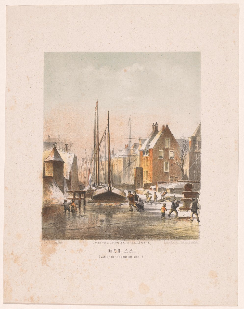 Frusen kanal i Groningen Der Aa. (från Hoornsche Diep) (titel på objekt) av Carel Christiaan Antony Last