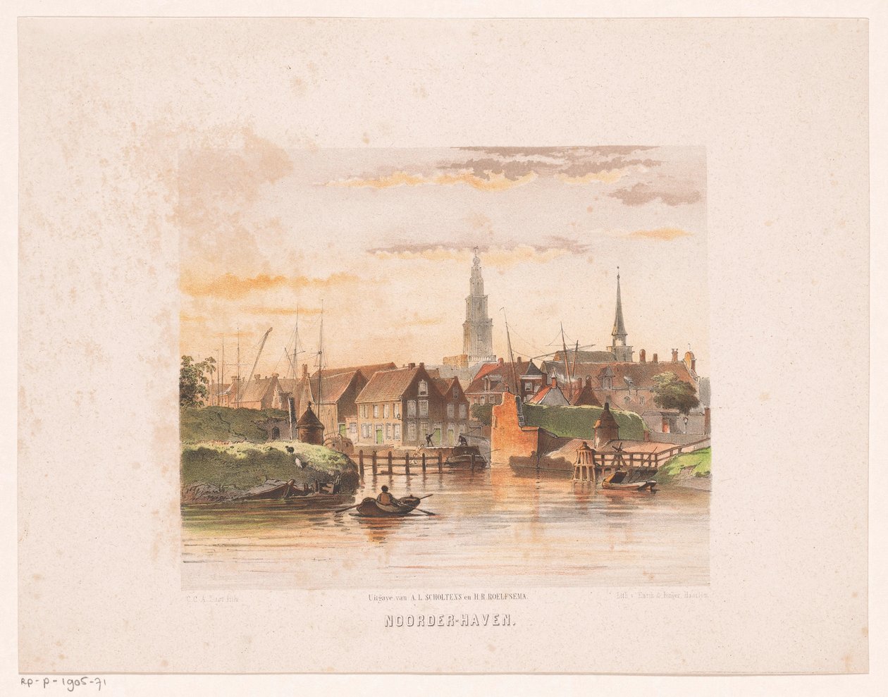 Utsikt över Groningen från Noorderhaven Noorder-Haven (titel på objekt) av Carel Christiaan Antony Last