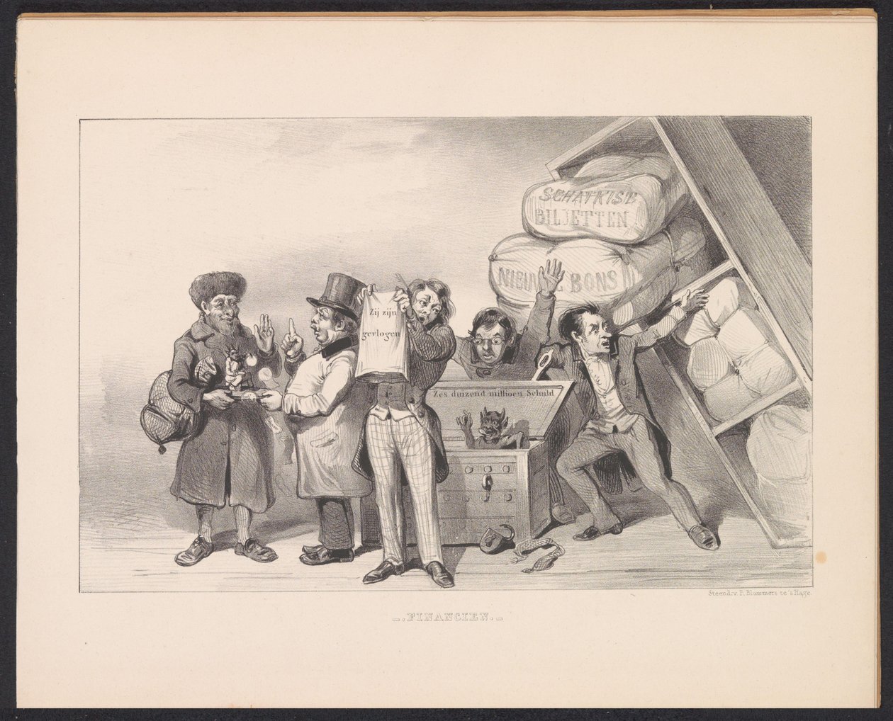 Frankrikes hopplösa ekonomiska tillstånd, 1848 Ekonomi (titel på objekt) av Carel Christiaan Antony Last