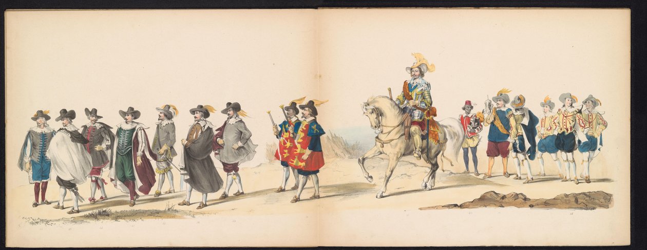 Masquerade of the Leiden Students, 1850 (skylt 6) Intogt av Frederik Hendrik i 