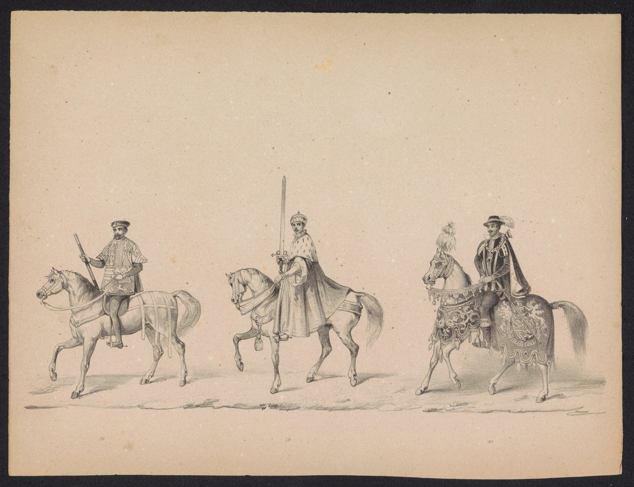 Utrecht-studenternas maskerad, 1846 (skylt 14) Skildring av den kostymklädda processionen, föreställande Filip II, Prins av Spaniens procession i Utrecht, 3 oktober 1549, hållen 17 juni 1846 av H.H. Studenter av Utrechtsche av Carel Christiaan Antony Last