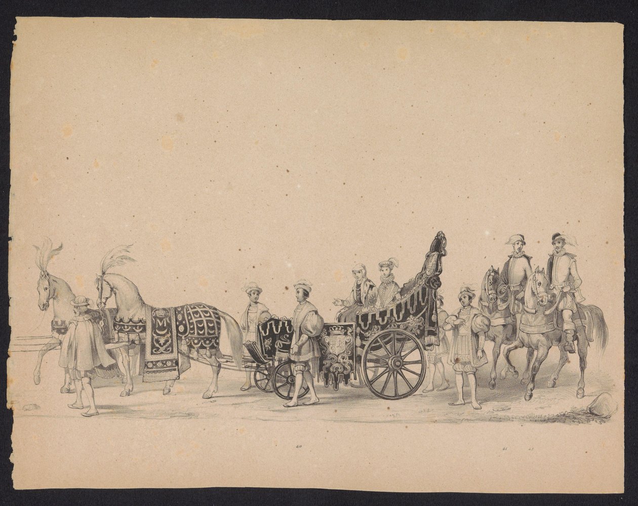 Utrecht-studenternas maskerad, 1846 (skylt 8) Bild av den kostymklädda processionen, som representerar Filip II, prins av Spaniens intåg i Utrecht, den 3 oktober 1549, hölls den 17 juni 1846 av H.H. Studenter vid Utrechtsche av Carel Christiaan Antony Last