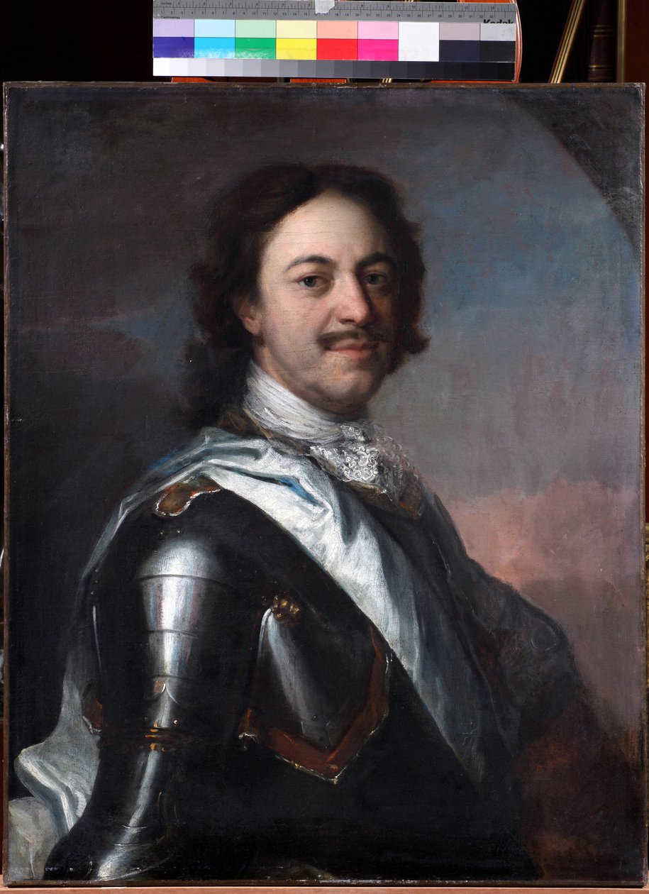 Pierre le grand - Porträtt av kejsar Peter I den store (1672-1725) av Carel (Charles) de Moor (1656-1738), - Olja på duk, 77x62 - Privat samling av Carel De Moor