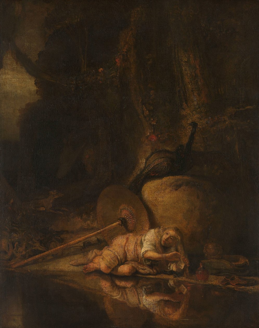 Hera gömmer sig under slaget om gudarna och jättarna av Carel Fabritius (copy after)