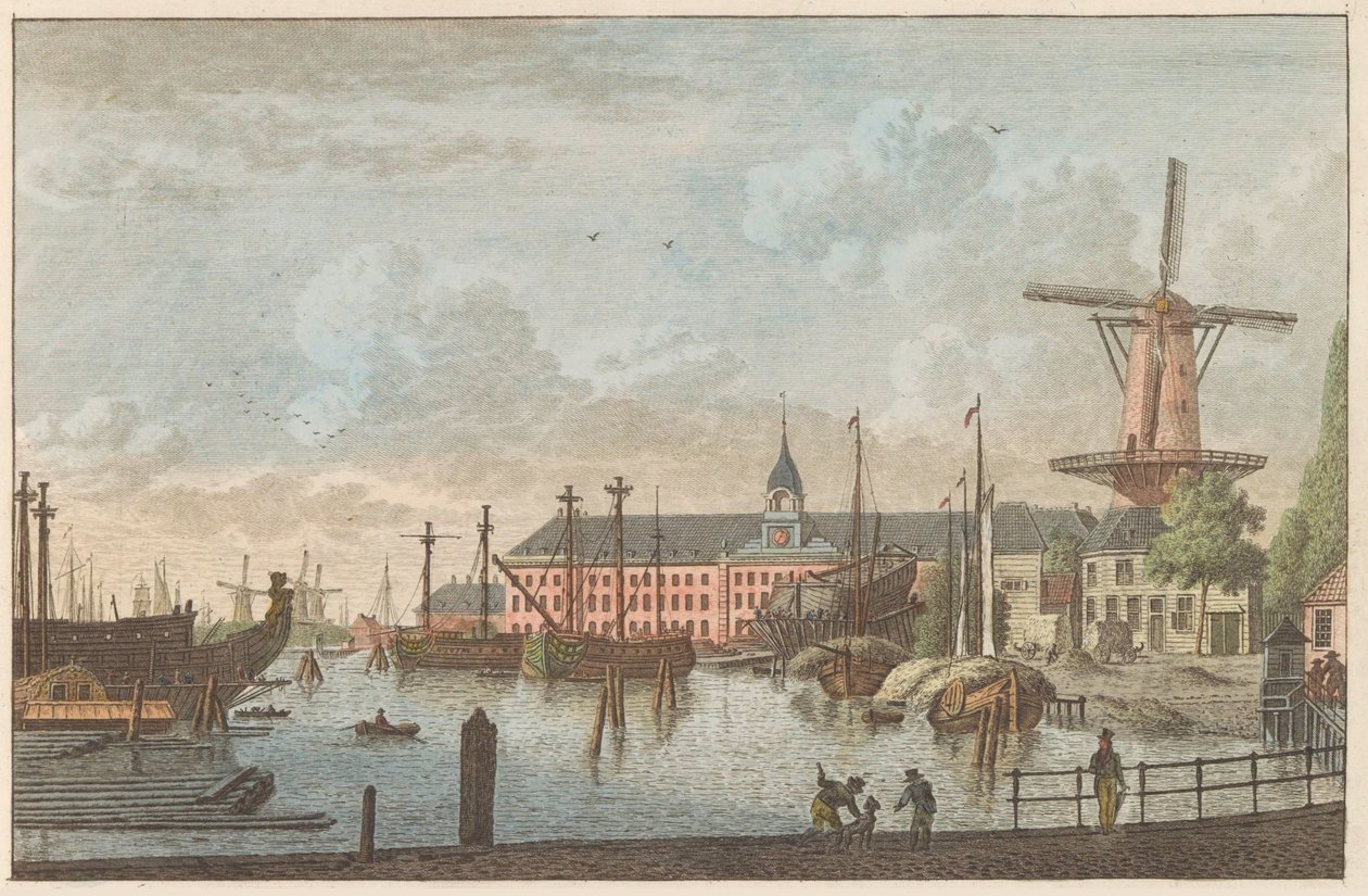 Admiraliteitsmagazijn Rotterdam, ca. 1790 Admiraliteits-Magazyn te Rotterdam / Admiralitetsbutiker i Rotterdam (titel på objekt) av Carel Frederik Bendorp (I)