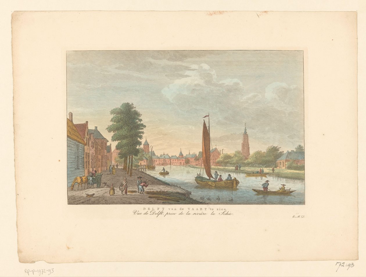 Utsikt över Amersfoort Delft van de Vaart på displayen / Vue de Delft, prize de la riviere la Schie (titel på objekt) av Carel Frederik Bendorp (I)