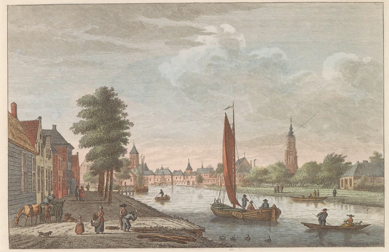Utsikt över Amersfoort, ca 1790 Delft van de Vaart på displayen / Delft prize du Cote de la riviere dit le Schie (titel på objekt) av Carel Frederik Bendorp (I)