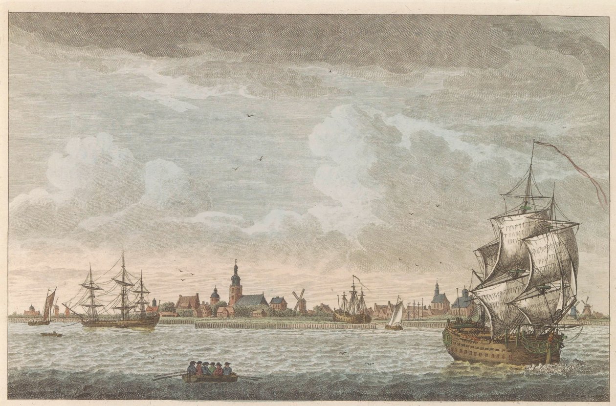 Utsikt över Hoorn, ca 1790 Utsikt över staden Hoorn / Vue dela Ville de Horn, situee sur le bord du Zuiderzee (titel på objekt) av Carel Frederik Bendorp (I)