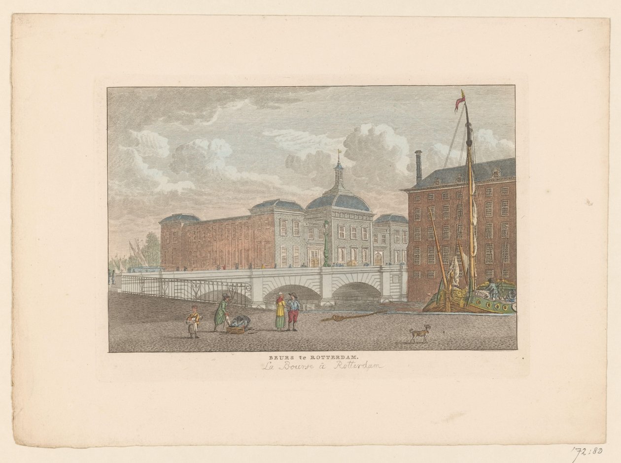 Utsikt över börsen i Rotterdam Börs i Rotterdam / La Bourse à Rotterdam (titel på objekt) av Carel Frederik Bendorp (I)