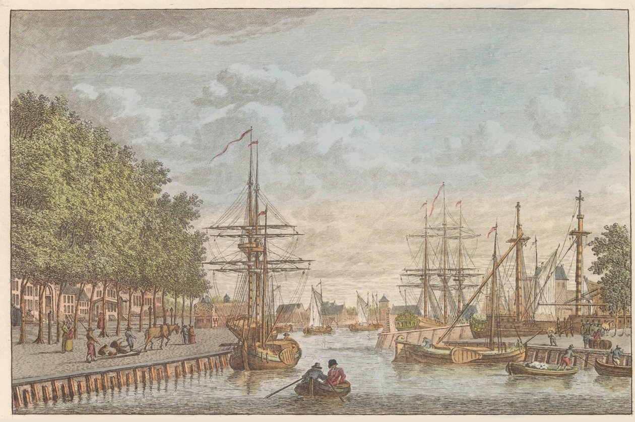 Hamnen i Middelburg, ca 1790 Middelburgs hamn / Le port de Middelburg (titel på objektet) av Carel Frederik Bendorp (I)