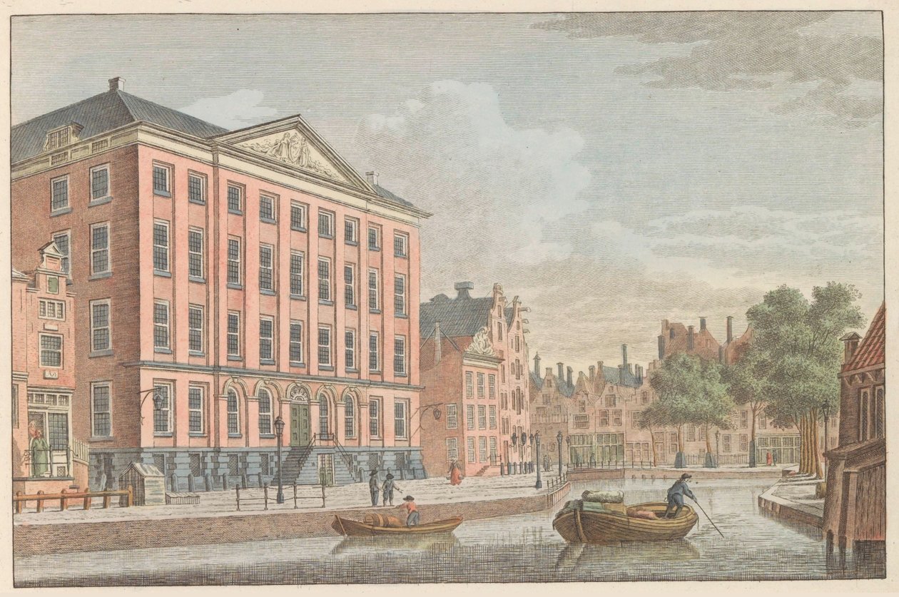 Romersk-katolska jungfruhuset i Amsterdam, ca 1790 R.C. Maiden House i Amsterdam. / Hospice Catolique dite Maison des Vierges à Amsterdam (titel på objekt) av Carel Frederik Bendorp (I)