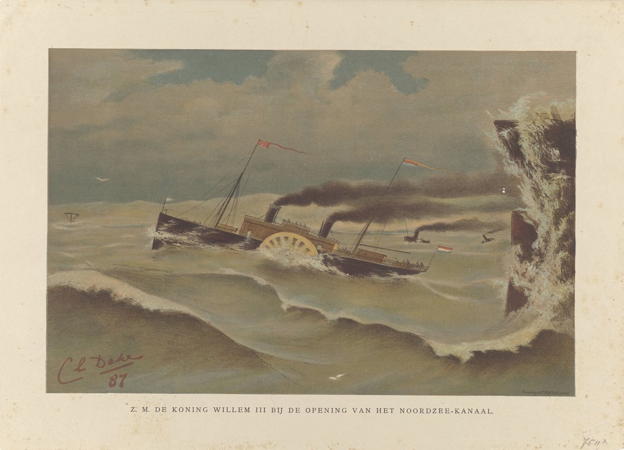 Skicka Willem III vid öppnandet av Nordsjökanalen, 1876 H.M. de Koning Willem III vid öppnandet av Nordsjökanalen (titel på objekt) av Carel Lodewijk Dake