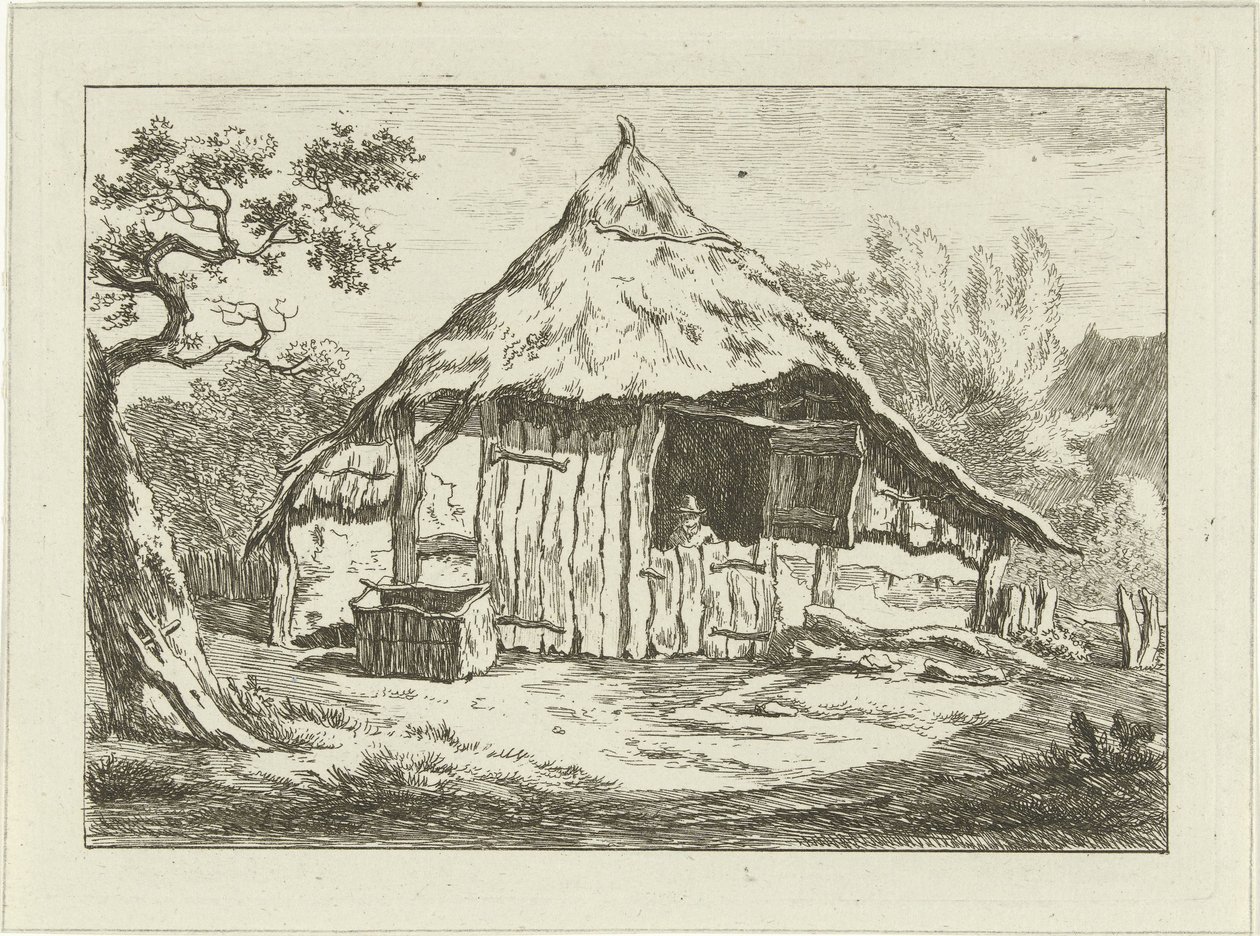 Bondgård med öppen övre dörr Landskap (1-6) (serietitel) av Carel Lodewijk Hansen