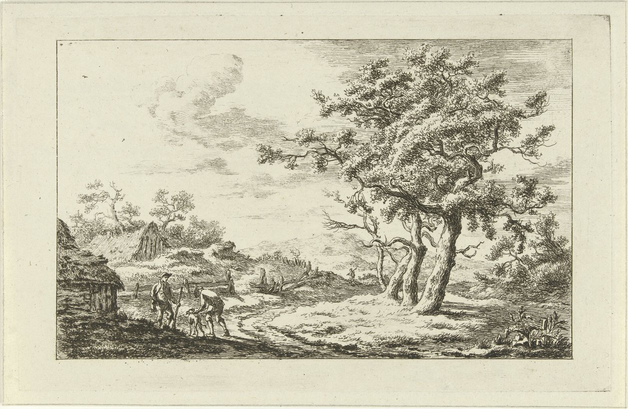 Jägare med hund på spår Landskap (a-f) (serietitel) av Carel Lodewijk Hansen