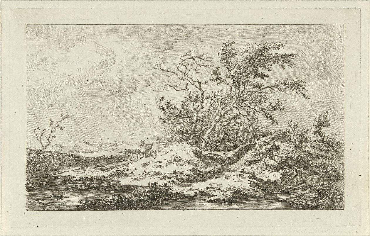 Häst med vagn i ett landskap Landscapes (A-F) (serietitel) av Carel Lodewijk Hansen