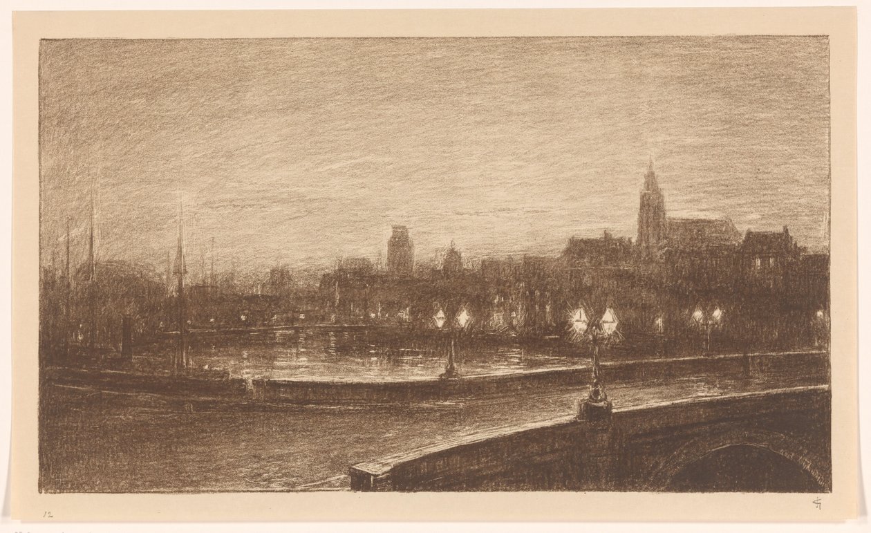 Bro i Rotterdam på natten av Carel Nicolaas Storm van 