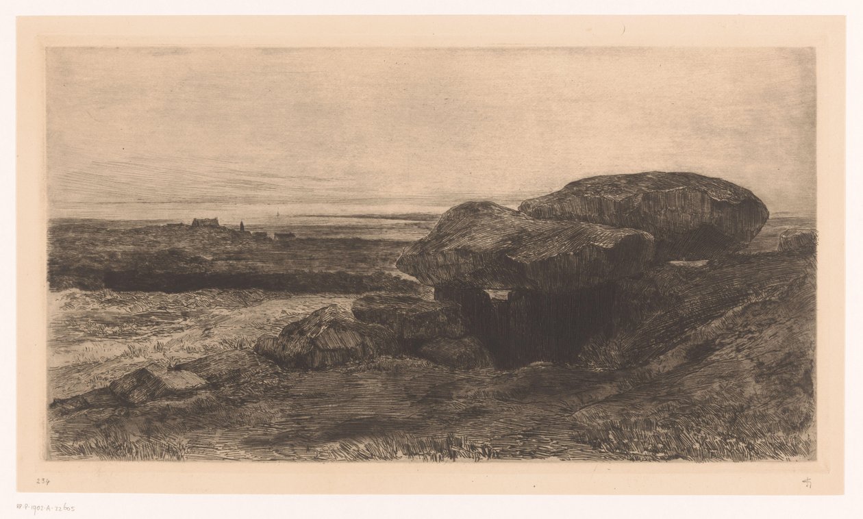 Dolmen av Rondossec vid kusten nära Plouharnel av Carel Nicolaas Storm van 