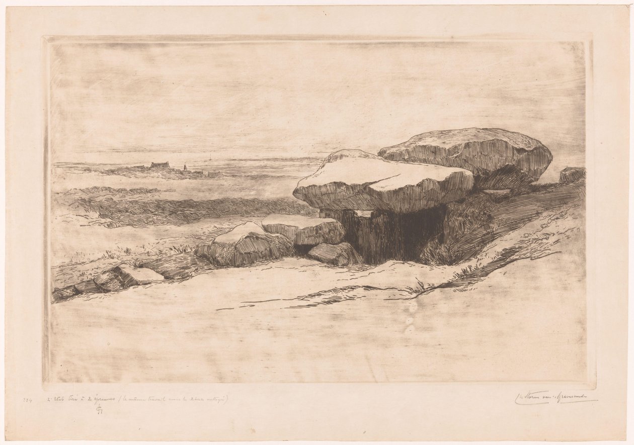 Dolmen av Rondossec vid kusten vid Plouharnel av Carel Nicolaas Storm van 