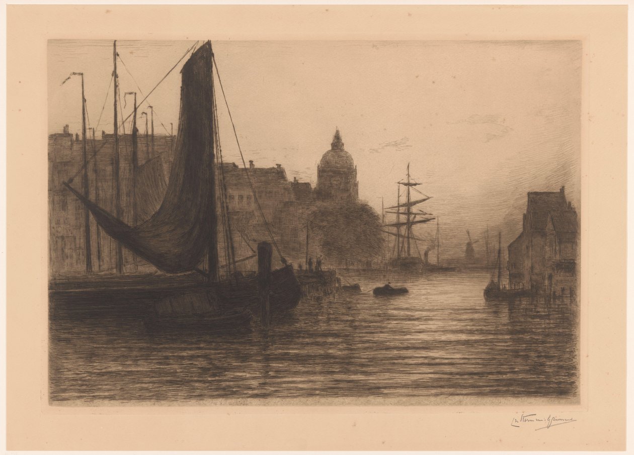 Hamn i Dordrecht på natten Port a Dordrecht, soir (originaltitel) av Carel Nicolaas Storm van 