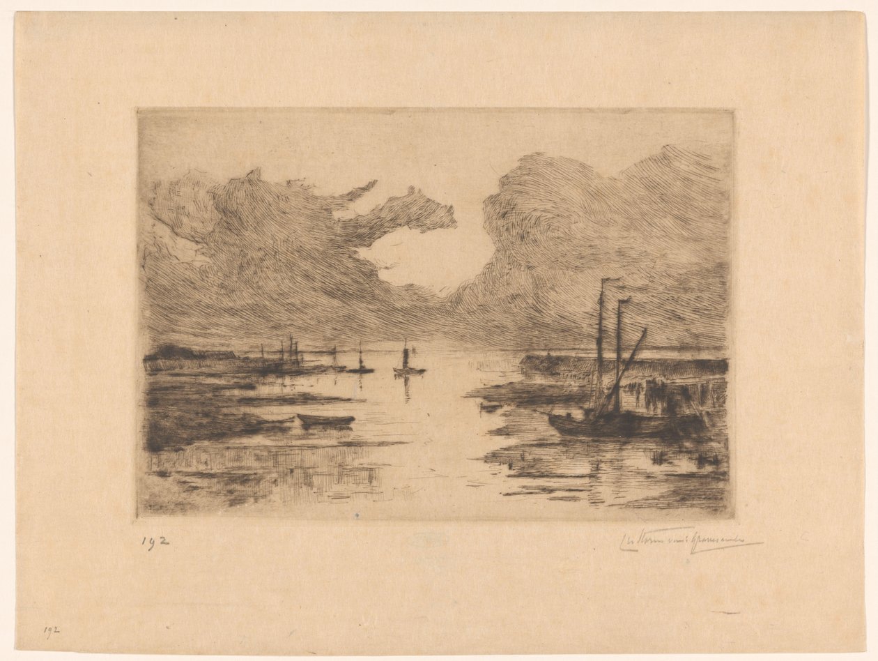 Hamnen i Bergen op Zoom vid lågvatten Bergen op Zoom (originaltitel) Sketching in Holland (original serietitel) av Carel Nicolaas Storm van 
