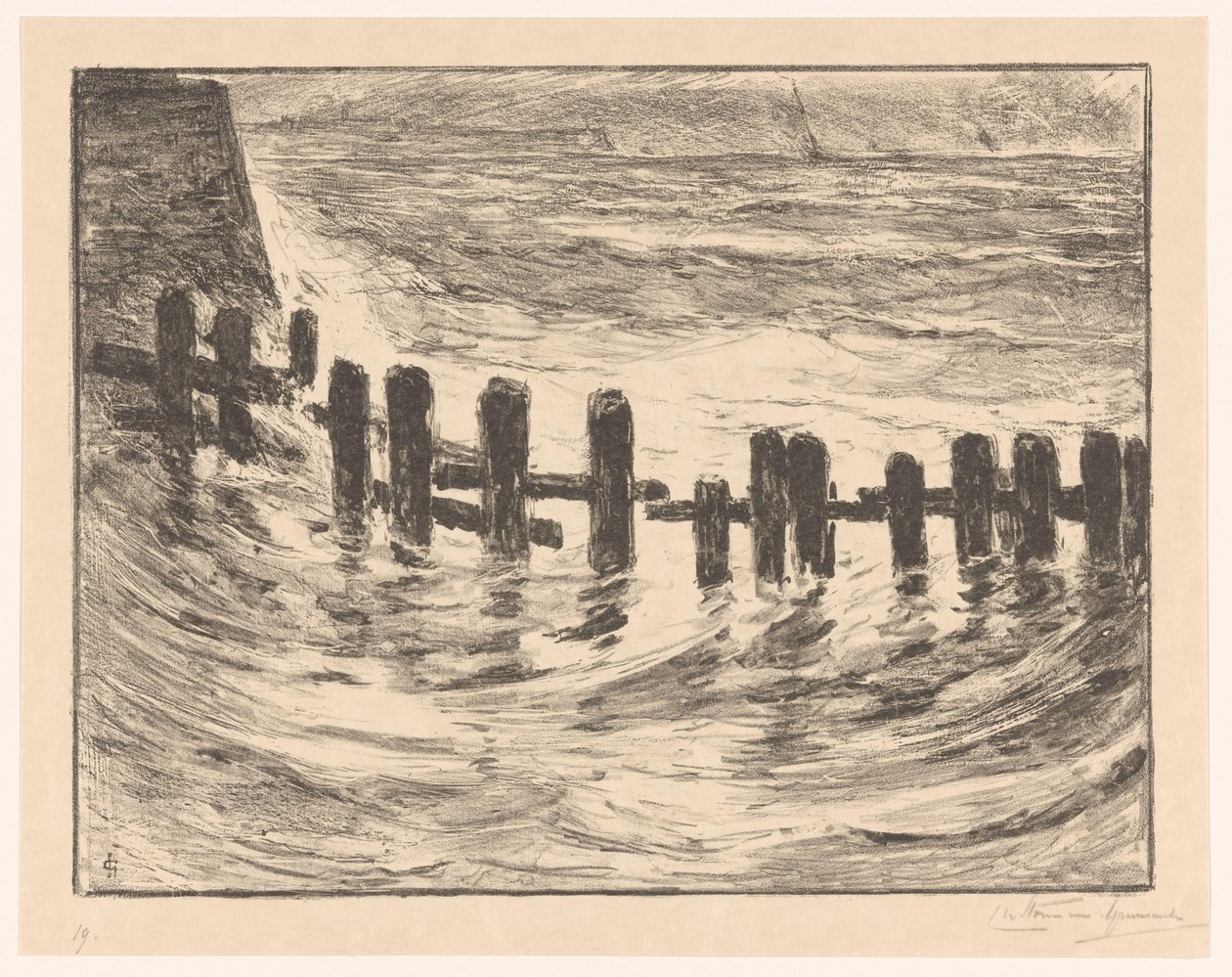 Pålarbete i Schelde nära Vlissingen av Carel Nicolaas Storm van 