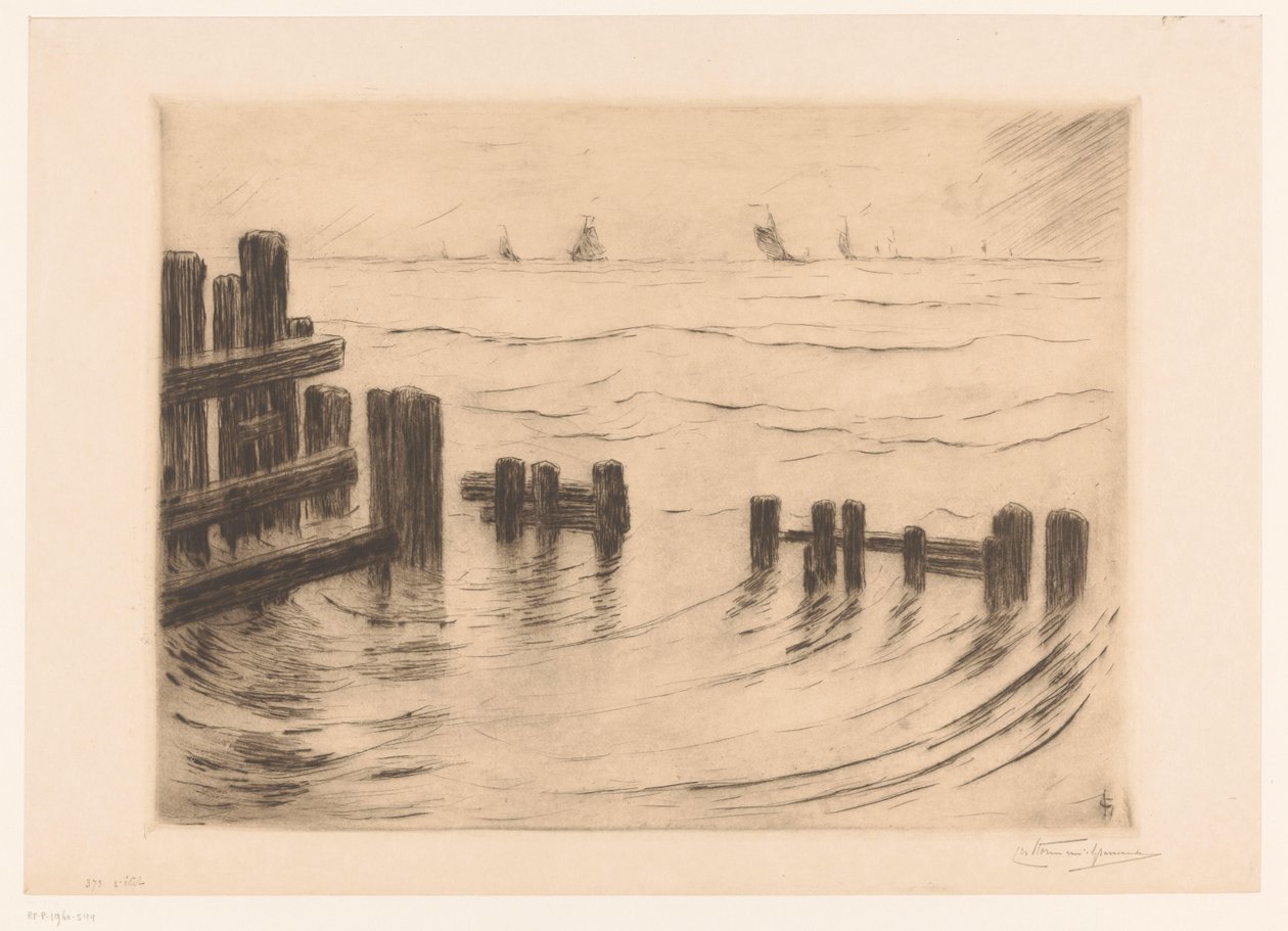 Havslandskap med vågbrytare vid Vlissingen Brise-lames, Flessingue (originaltitel) av Carel Nicolaas Storm van 