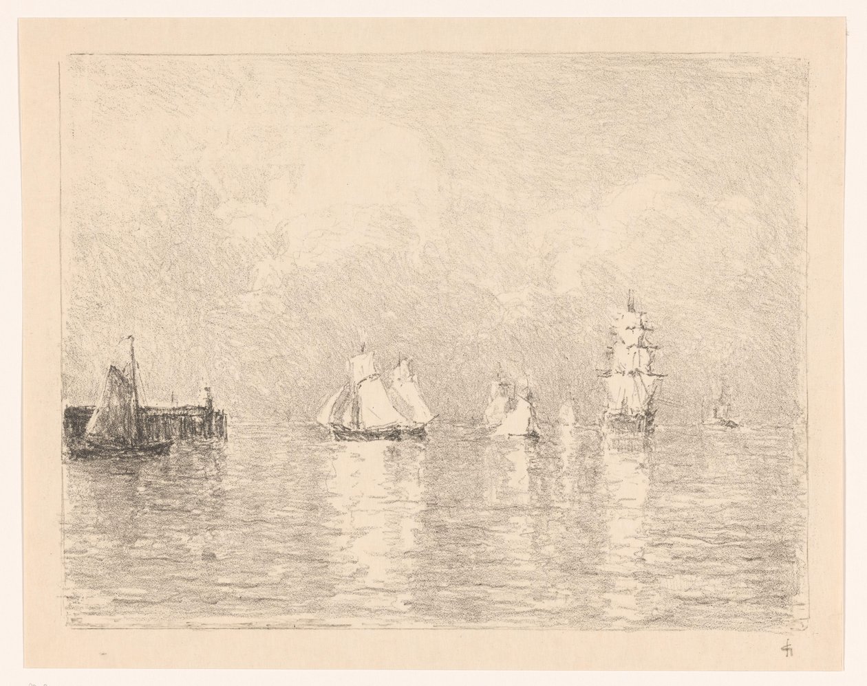 Segelfartyg vid Cuxhavens väggård av Carel Nicolaas Storm van 