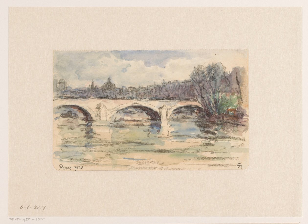 Bro över Seine, Paris av Carel Nicolaas Storm van 
