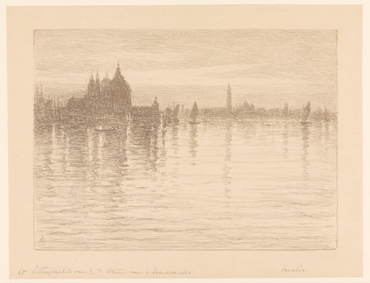 Utsikt över basilikan Santa Maria della Salute från vattnet av Carel Nicolaas Storm van 