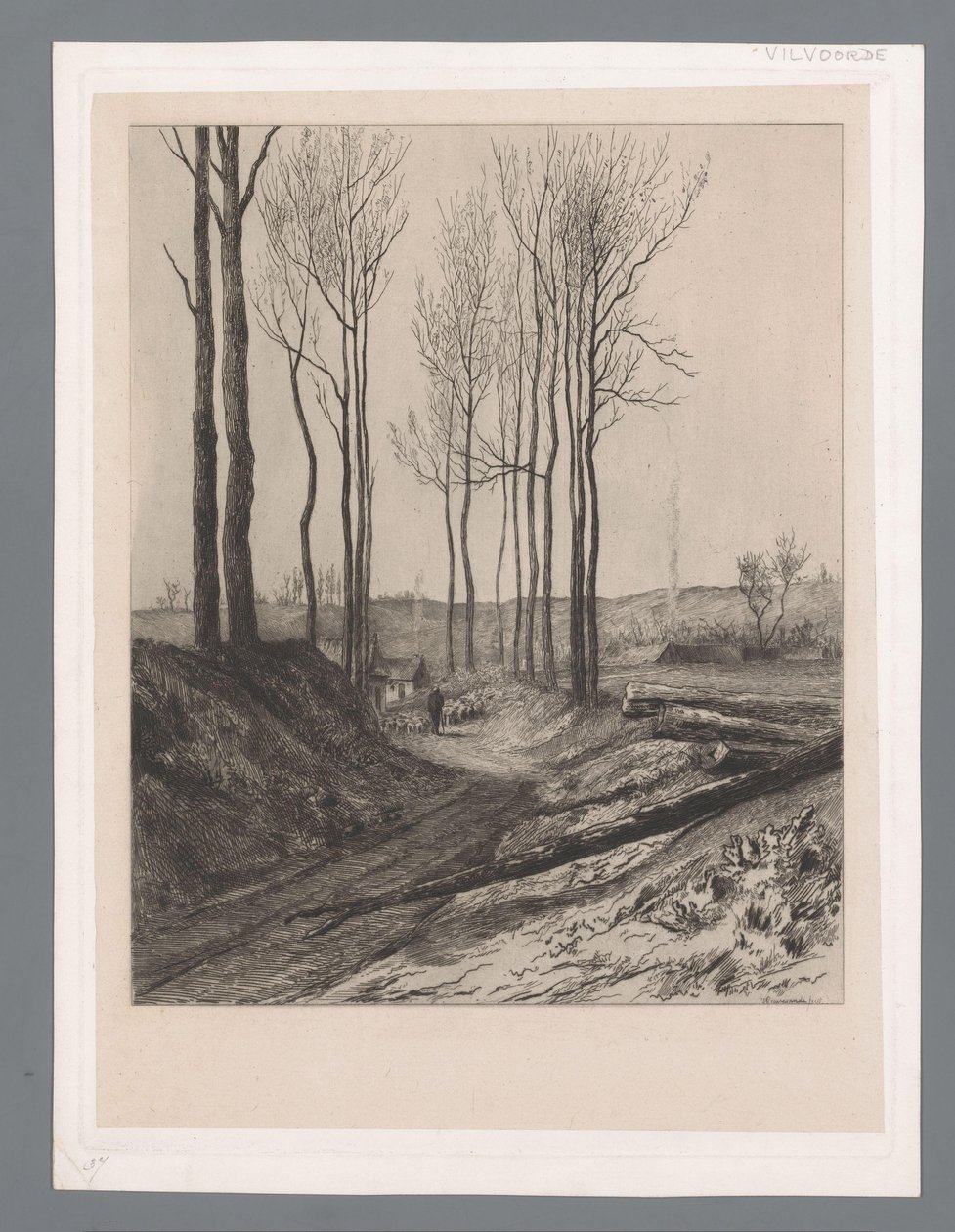 Herde med flock på en nedsänkt väg nära Vilvoorde av Carel Nicolaas Storm van 