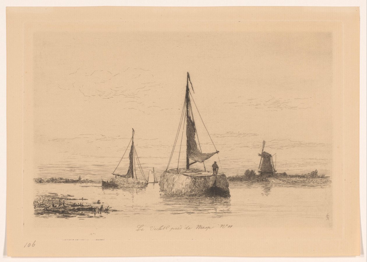 Le Vecht près de Weesp (originaltitel på objektet) La Hollande (original serietitel) av Carel Nicolaas Storm van 
