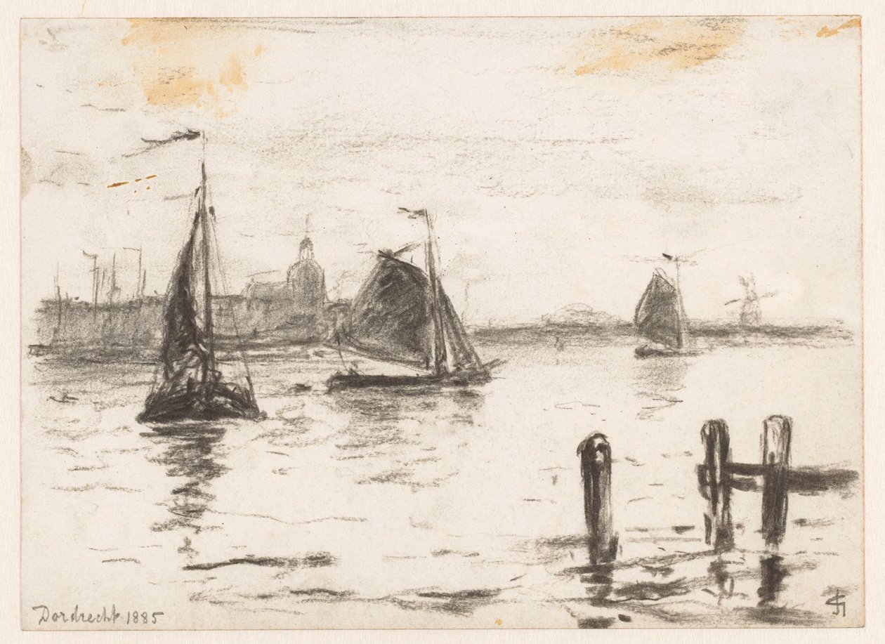 Fiskefartyg på Maas utanför Dordrecht av Carel Nicolaas Storm van 