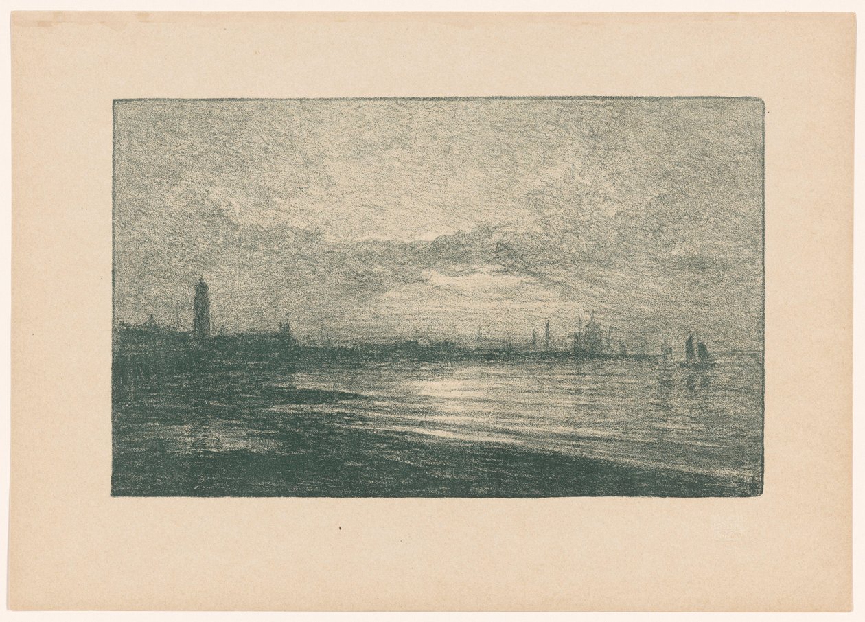 Havshamn på natten Dagens nedgång (titel på objekt) av Carel Nicolaas Storm van 