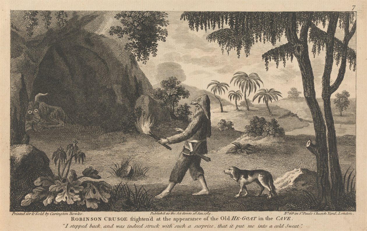 Tolv illustrationer av Robinson Crusoe av Carington Bowles
