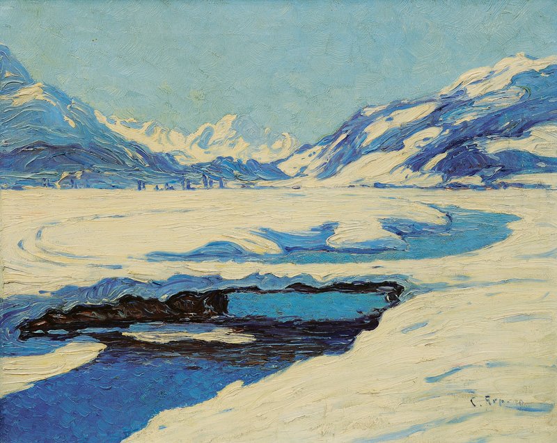  St. Moritz mit Piz della Margna  Berge von St. Moritz und Piz della Margnan av Carl Arp