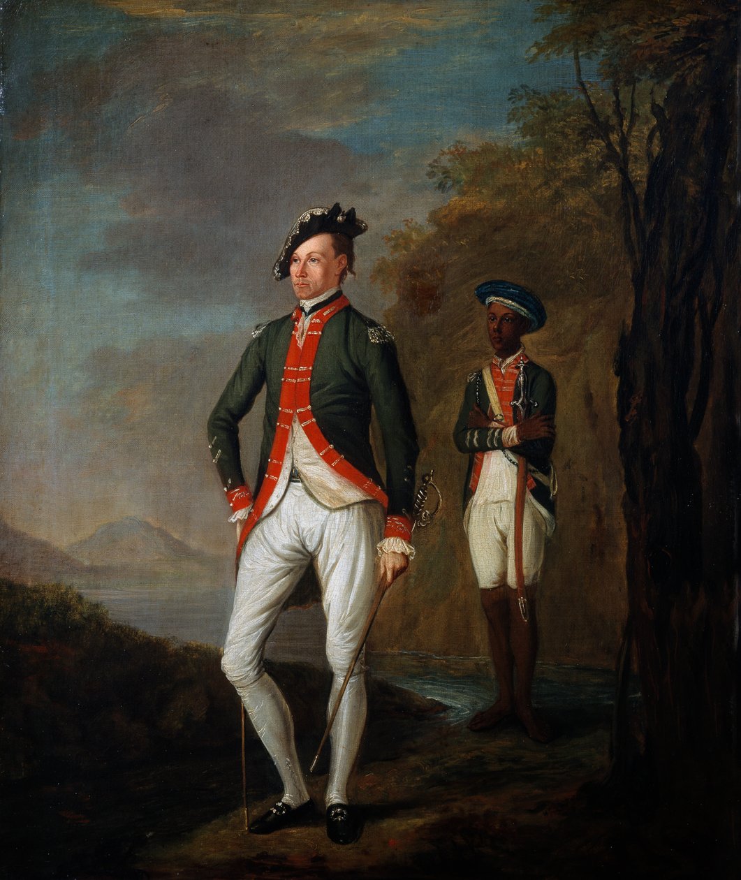 En brittisk officer av en Madras Sepoy Bataljon deltog av en Sepoy Servant, ca 1769 av Carl C.A. von Imhoff