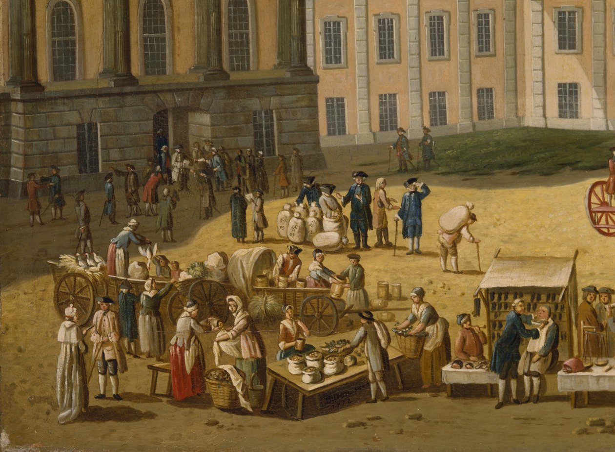 Marknad på Alter Markt, Potsdam, 1772 (detalj från 330433) av Carl Christian Baron