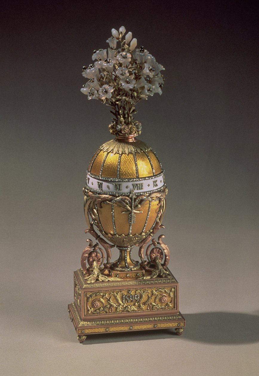 Påskägg i form av en vas med blommor, 1899 (metall och emalj) av Carl Fabergé