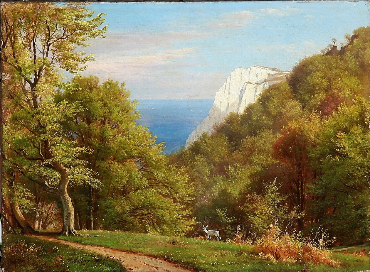  Sommerdag pa Mns KlintnEnglish: Summer day at Mens Klint, Denmarkn av Carl Frederick Aagaard