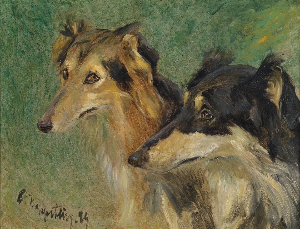 Portrait zweier Borzoj Hunde av Carl Friedrich Kappstein