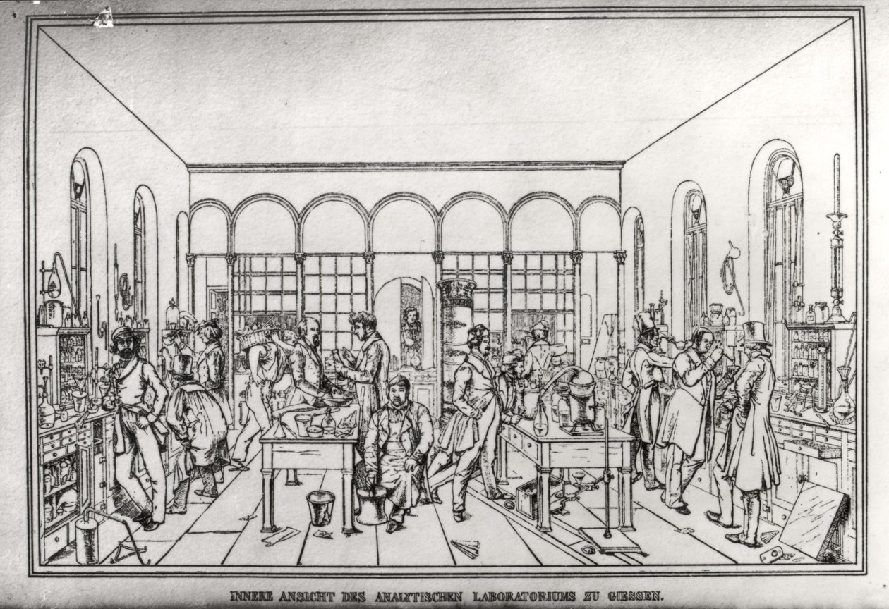 Utsikt över baron Justus von Liebigs (1803-73) kemilaboratorium i Giessen av Carl Friedrich Wilhelm Trautschold