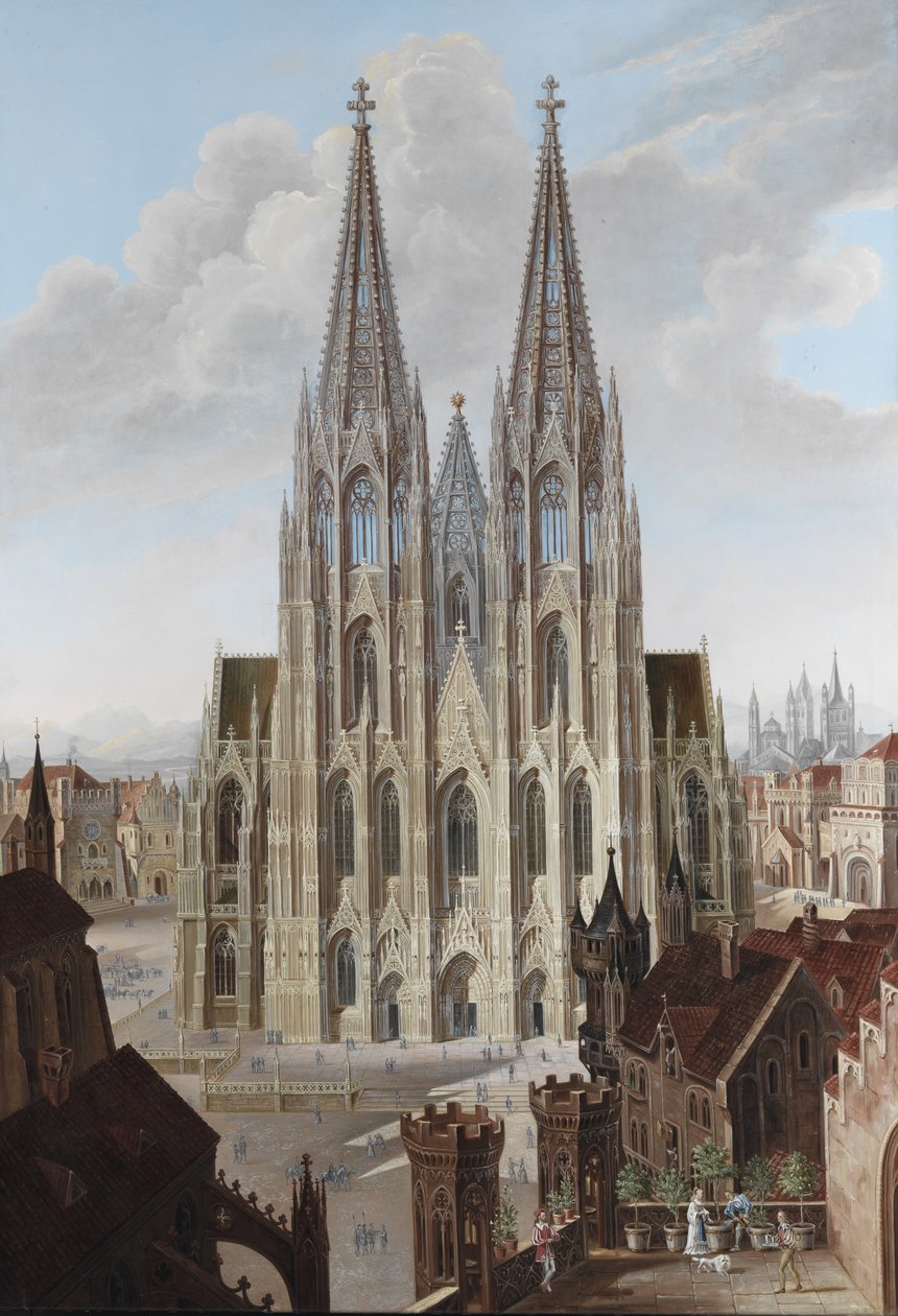 Ansicht der Westfassade des Kölner Doms av Carl Georg Enslen