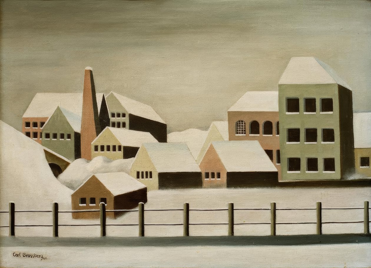 Fabrikslandskap i snön av Carl Grossberg