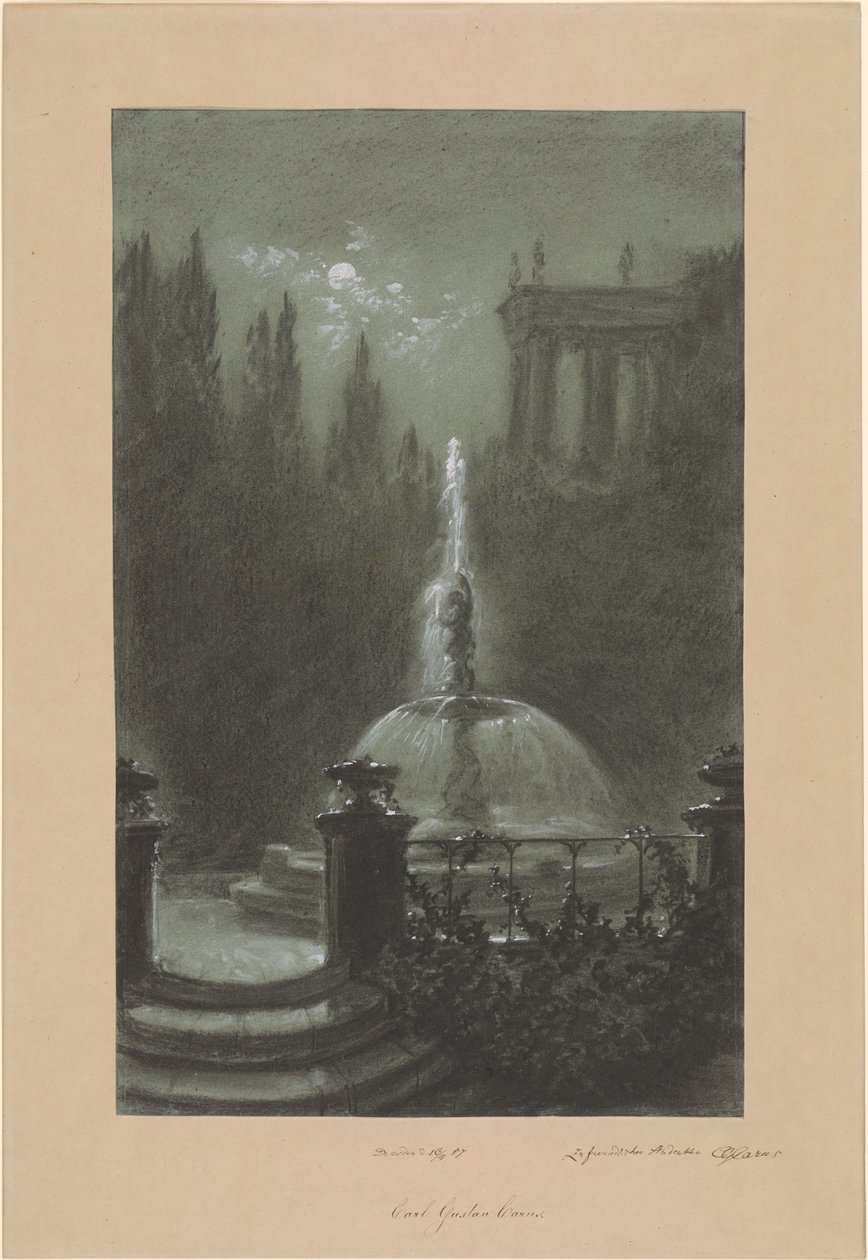 A Fountain in Moonlight av Carl Gustav Carus