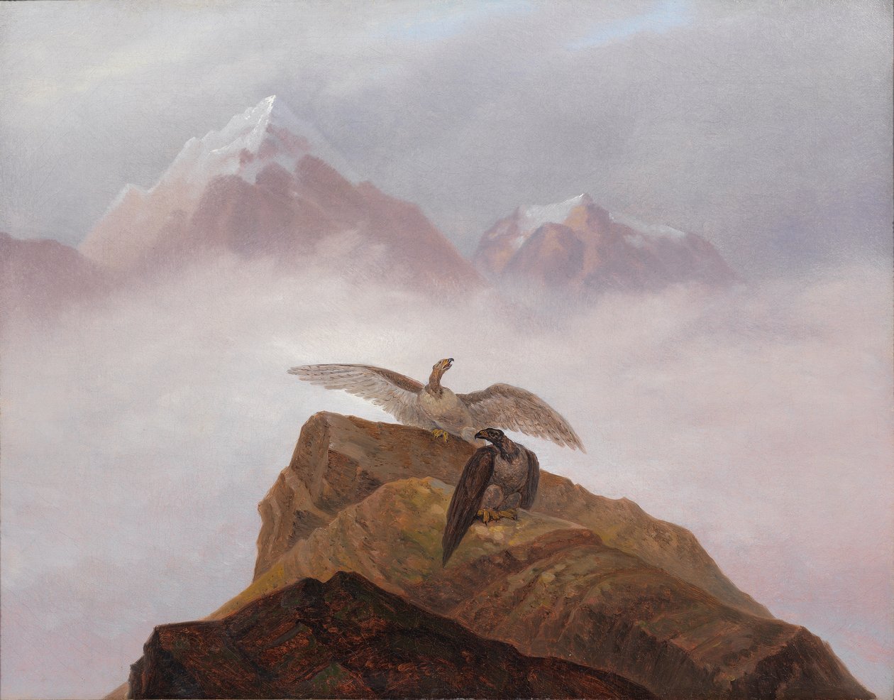 Phantasie aus der Alpenwelt. Adler, die auf einem Alpenhorn nisten av Carl Gustav Carus