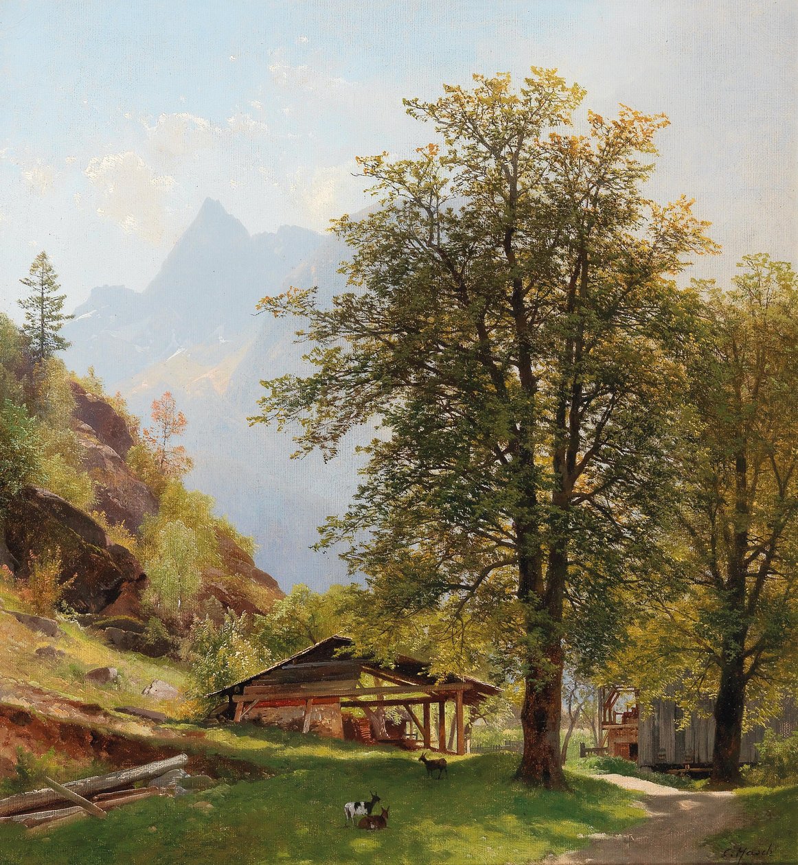 Landscape with Farm Buildings av Carl Hasch