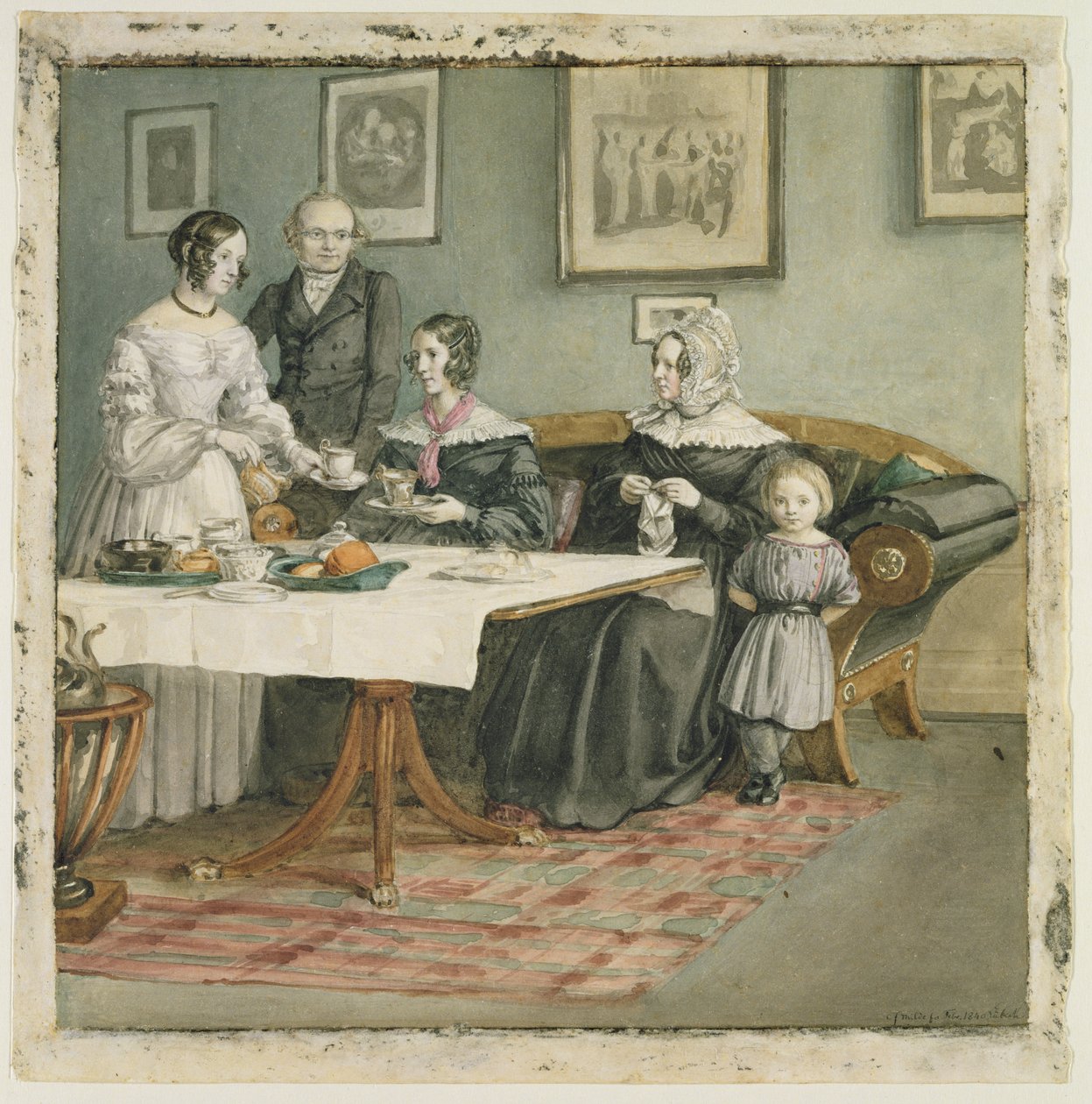 Professor Johannes Classen (1805-91) med familj, 1840 av Carl Julius Milde