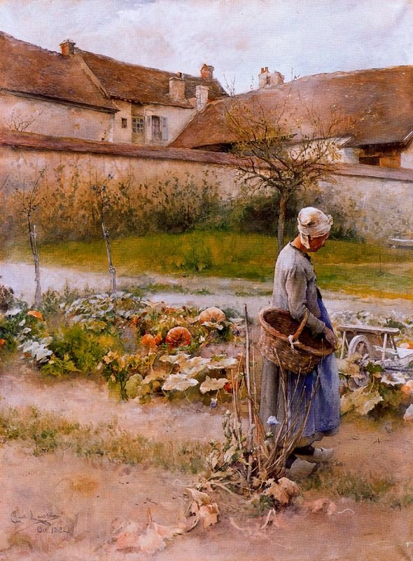 Frau im Garten av Carl Larsson