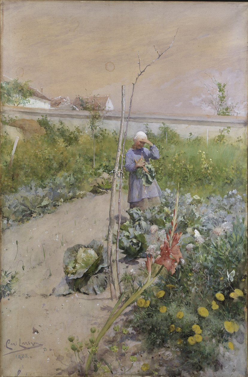 I köksträdgården, 1883 av Carl Larsson